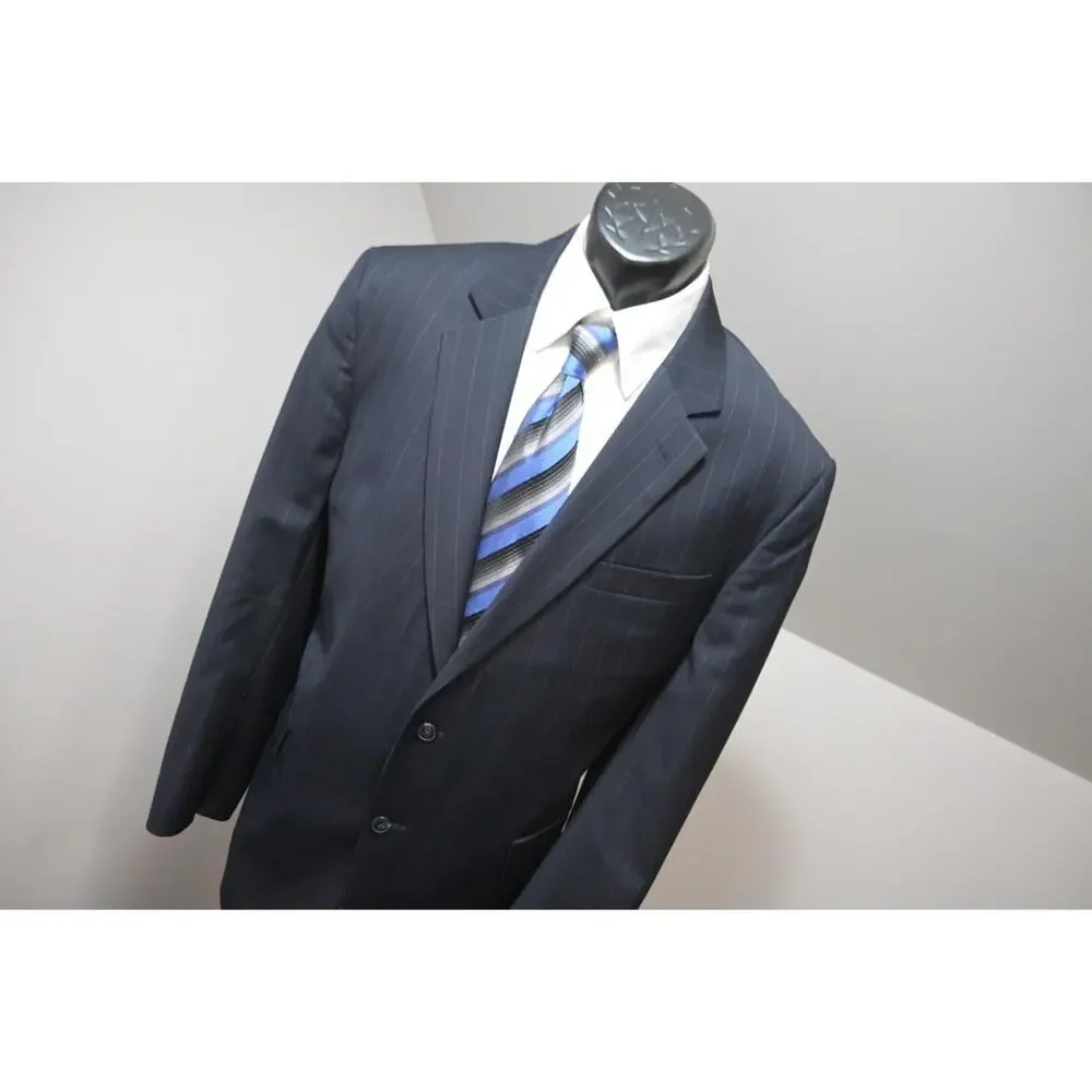 Jos A‎ Bank 100% Wool Striped 2 Piece Suit Pants Jacket Mens Sz 38 x 32 44 L